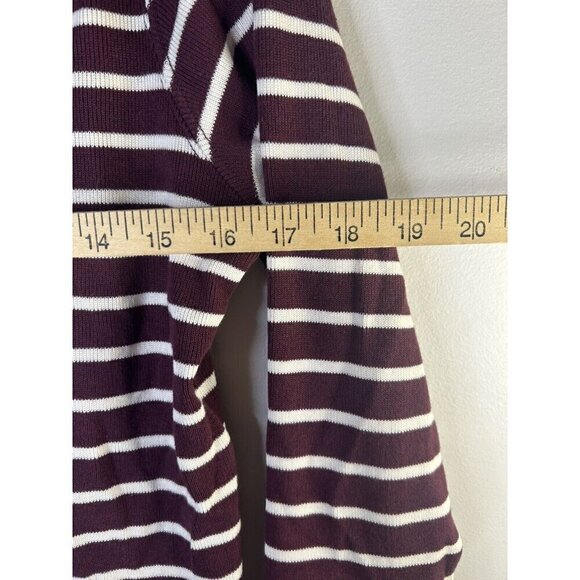 L.L. Bean Zip-up Jacket Maroon White Striped Women’s Vintage Size Medium Petite - Picture 9 of 12